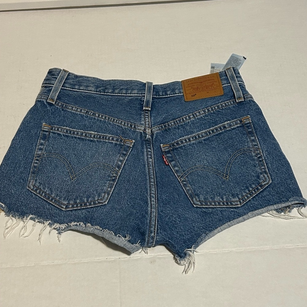 Levi's Blue Distressed Jean Shorts - Picture 2 of 6